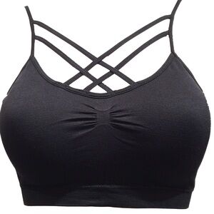 Black double X cross padded Bralette